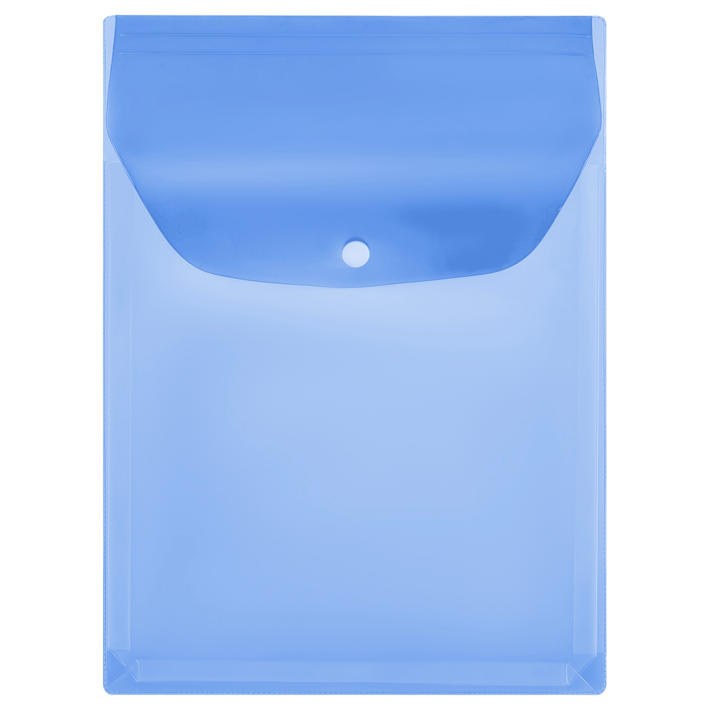 Папка-конверт на кнопке СТАММ А4, ПВХ, 180мкм, вертикальная, расширяющаяся до 250л., цветная, синяя ММ-322021