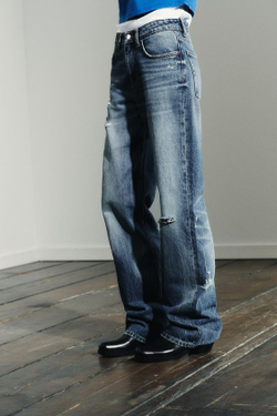 ZARA ДЖИНСЫ TRF WIDE-LEG С РАЗРЕЗАМИ И СРЕДНЕЙ ПОСАДКОЙ, СИНИЙ