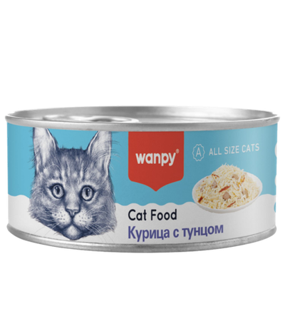 Wanpy Cat Консервы для кошек "Курица с тунцом" 95гр. (33005)