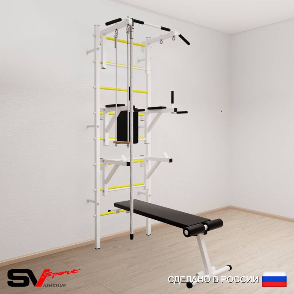 Шведская стенка Sv Sport усиленная 696 (Турник стандарт/Брусья/Стойка/Скамья/Канат/Трапеция)