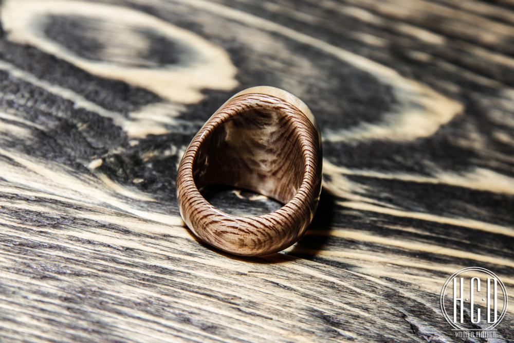 Деревянное кольцо "Крем-брюле" (Кап липы и Платан)