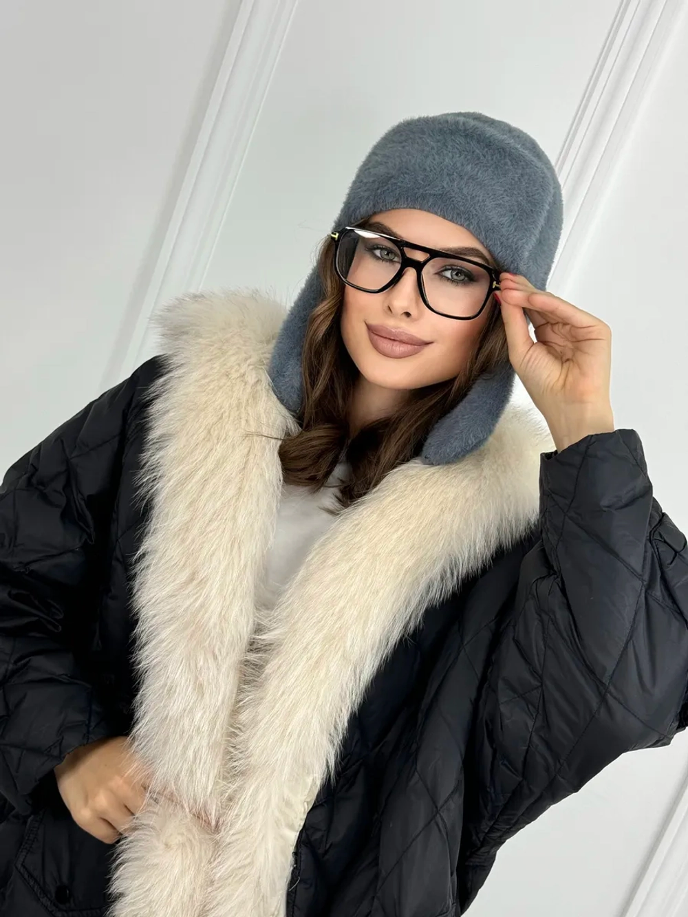 шапка зимняя ушанка из мягкого экомеха меховая