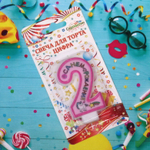 Свеча для торта Цифра Розовая мечта «2» 6 см