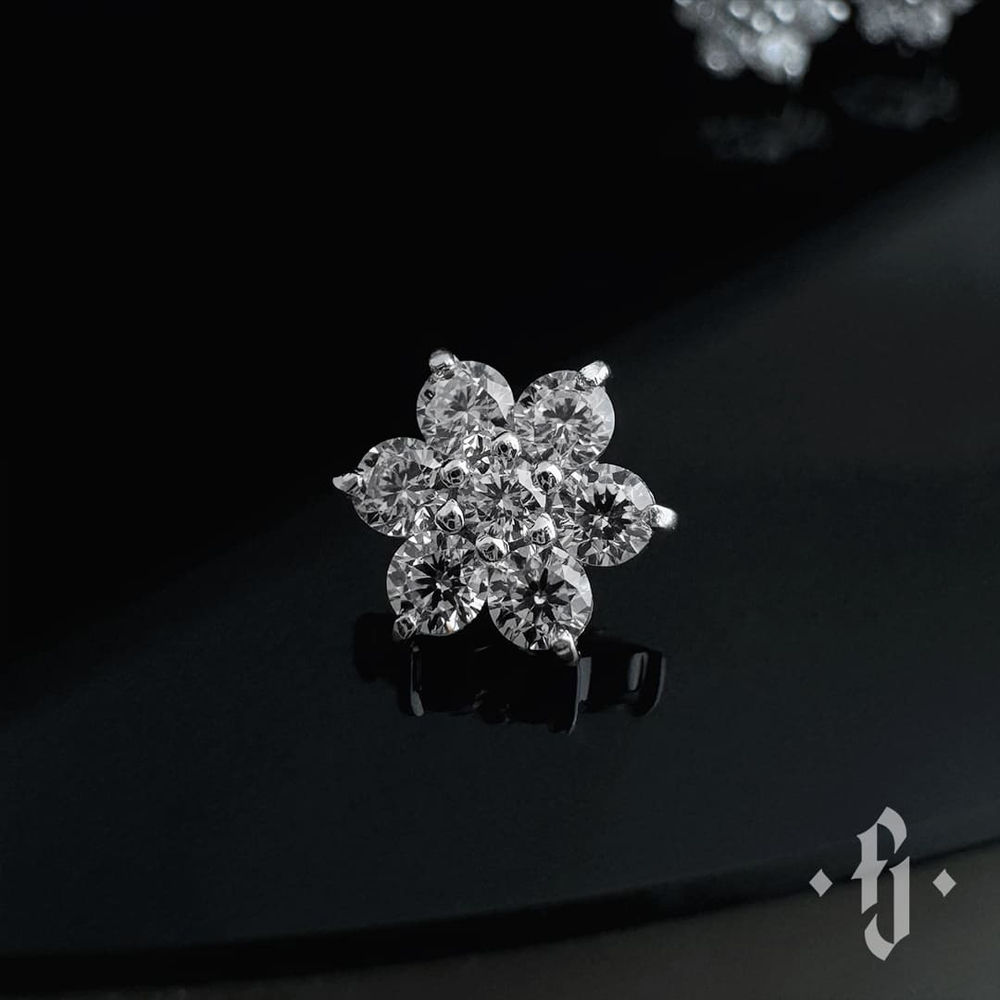 Накрутка "Lacus" - Белое золото - White CZ