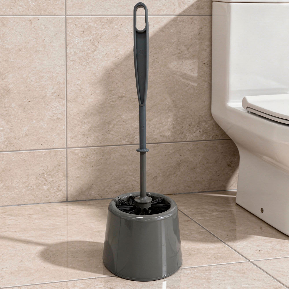 Ерш для туалета с подставкой "Мини", серый с черной щетиной