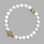 Браслет из белого агата на резинке с крестом от итальянских дизайнеров "Rico La Cara" AMX006150