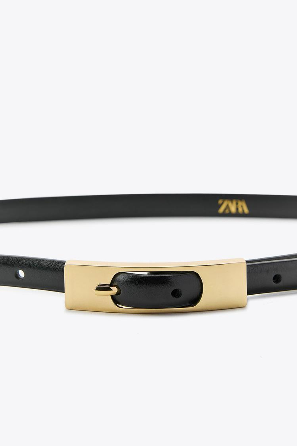 ZARA ТОНКИЙ РЕМЕНЬ С ПРЯМОУГОЛЬНОЙ ПРЯЖКОЙ, ЧЕРНЫЙ