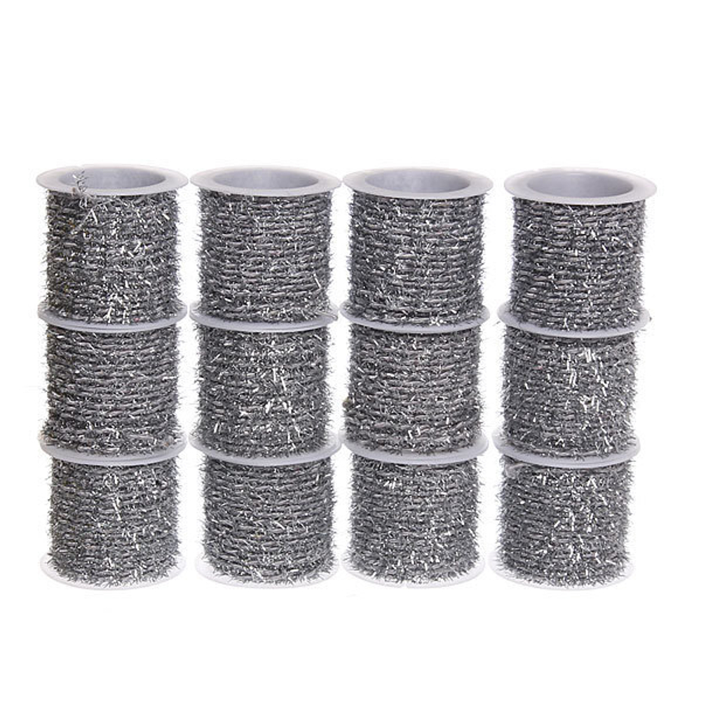 Шнур декоративный с бахрамой 4м серебро 12шт