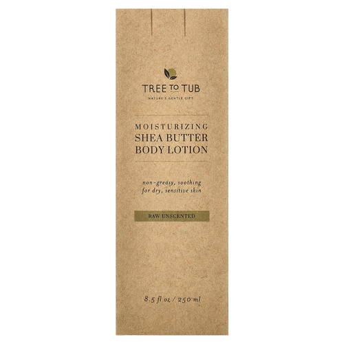 Tree To Tub, увлажняющий лосьон для тела с маслом ши, для сухой и чувствительной кожи, необработанный, без запаха, 250 мл (8,5 жидк. унции)