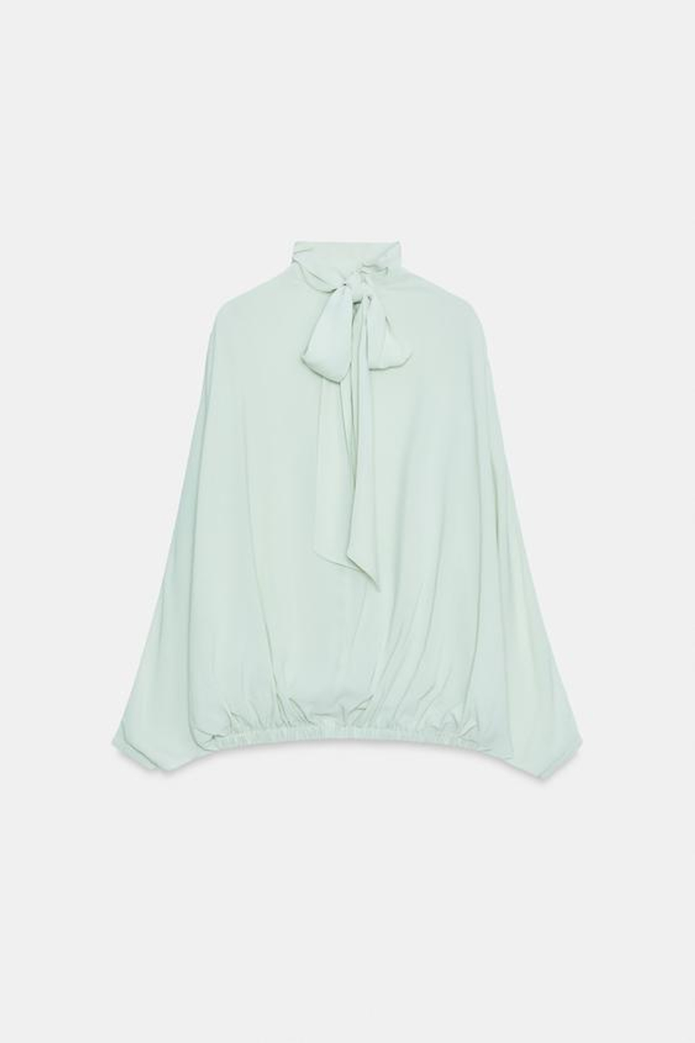 ZARA РУБАШКА С ЗАВЯЗКАМИ ZW COLLECTION, ЦВЕТ МОРСКОЙ ВОЛНЫ