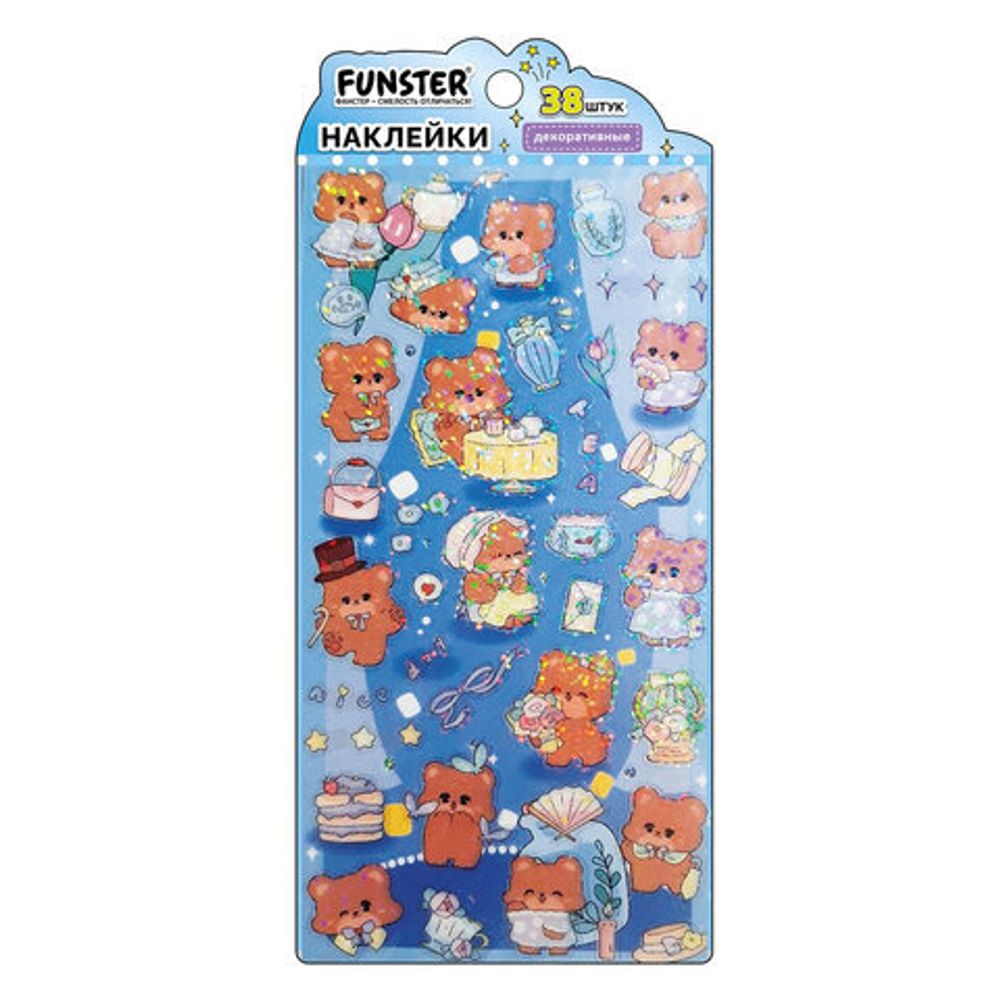 Наклейки декоративные "Веселый микс", 17,5х9 см, ассорти 6 видов, FUNSTER (ФАНСТЕР), 666094