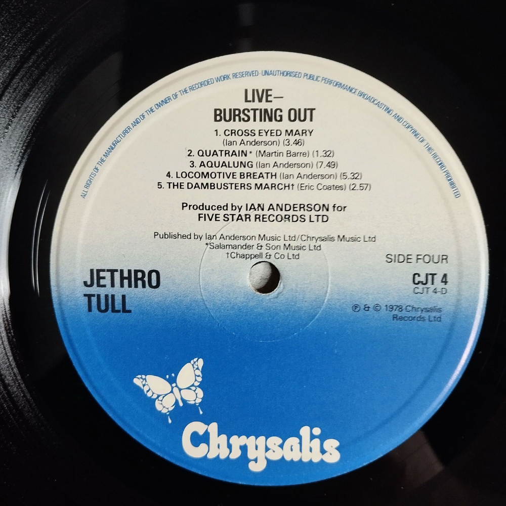 Винтажная виниловая пластинка LP Jethro Tull Live Bursting Out (UK 1978)