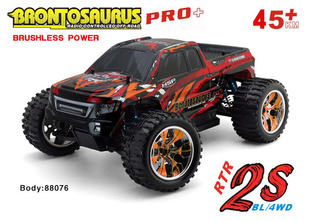 Радиоуправляемый монстр HSP Brontosaurus PRO 4WD RTR масштаб 1:10 2.4G - 94111PRO-88076 , цвет красный , LI-po 2s