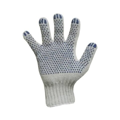 Перчатки х/б 5 нитей с ПВХ БЕЛЫЕ, точка, (комплект 10 пар)