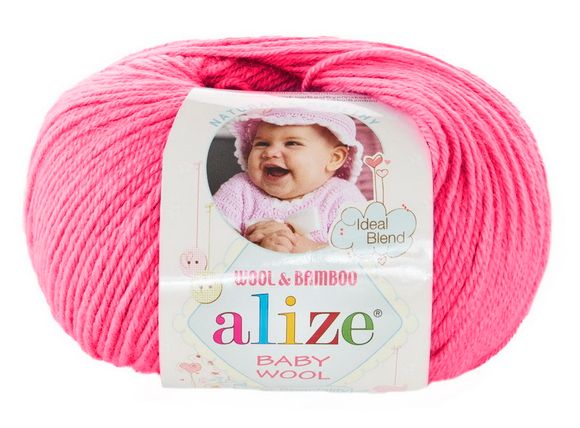 Пряжа Baby wool ( Alize) 33 Розовый темный, фото