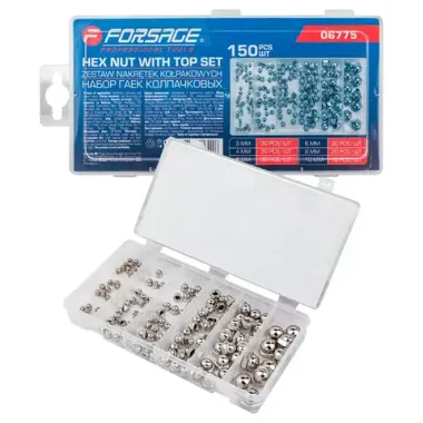 Набор гаек нержавеющих колпачковых, набор 150шт. Forsage F-06775
