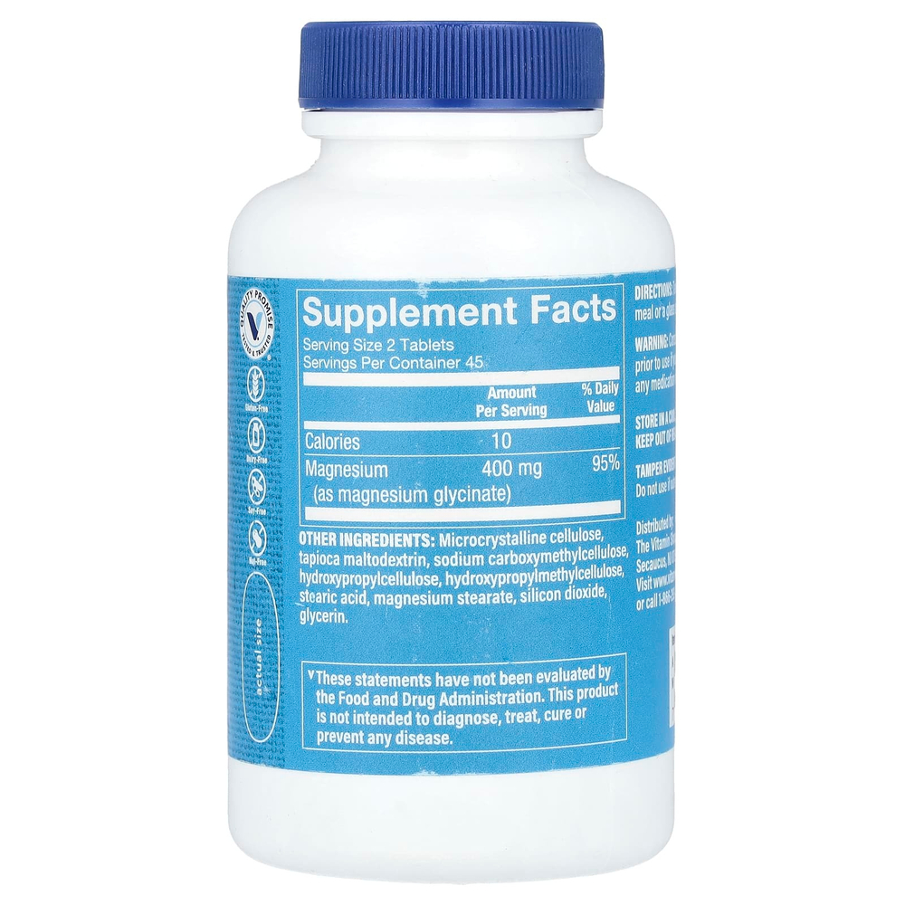 The Vitamin Shoppe, Глицинат магния, 400 мг, 90 таблеток (200 мг на таблетку)