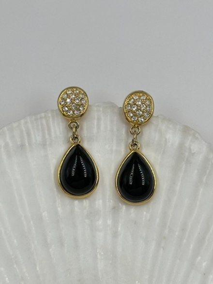 Серьги с чёрными вставками и кристаллами