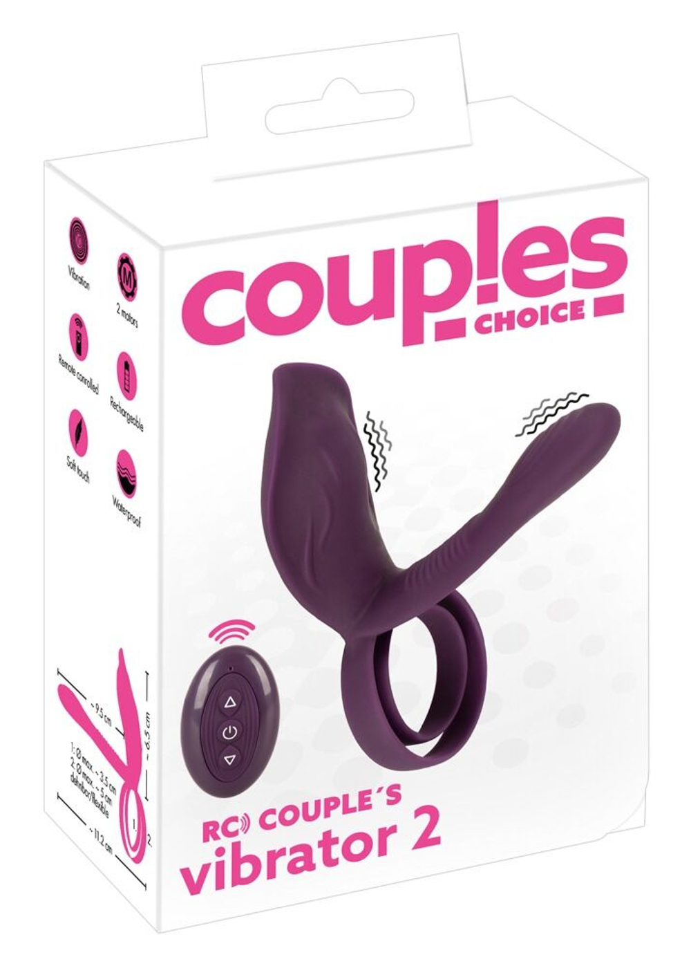 Фиолетовая насадка на член с клиторальным отростком и пультом ДУ RC Couple’s Vibrator 2 (Цвет: фиолетовый)