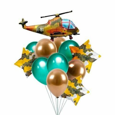 Композиция из воздушных шаров "Вертолёт и звезды"