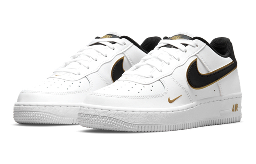 Nike Air Force 1 Low LV8 splash ink non-slip low-top sneakers GS black and white gold