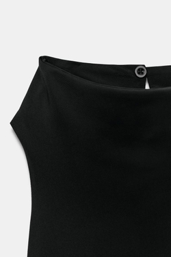 ZARA МИНИ-ПЛАТЬЕ ХАЛТЕР С КРУЖЕВОМ, ЧЕРНЫЙ