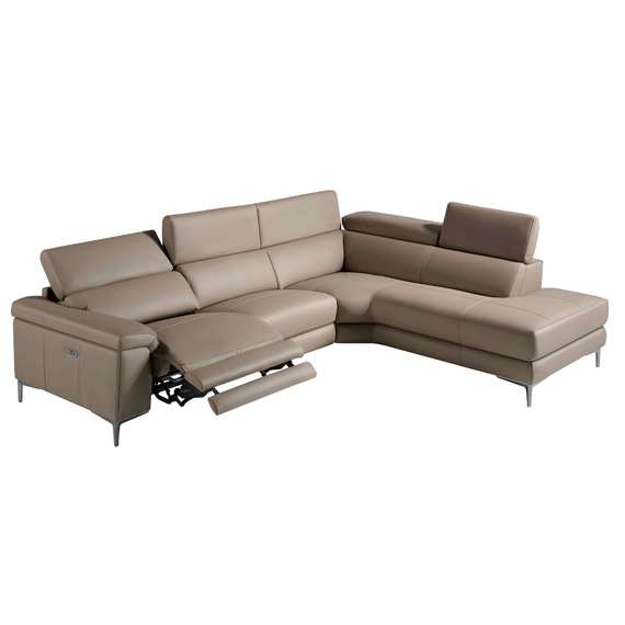 Угловой диван с реклайнером Angel Cerda 5320-R, бежевая кожа