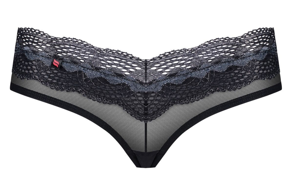 Кружевные полупрозрачные трусики-шортики (Размер: S-M) (Цвет: черный)