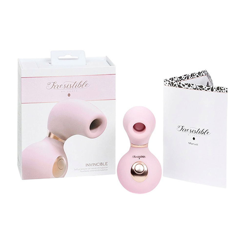 Розовый вакуум-волновой клиторальный стимулятор с вибрацией Irresistible Invincible Pink IRR003PNK