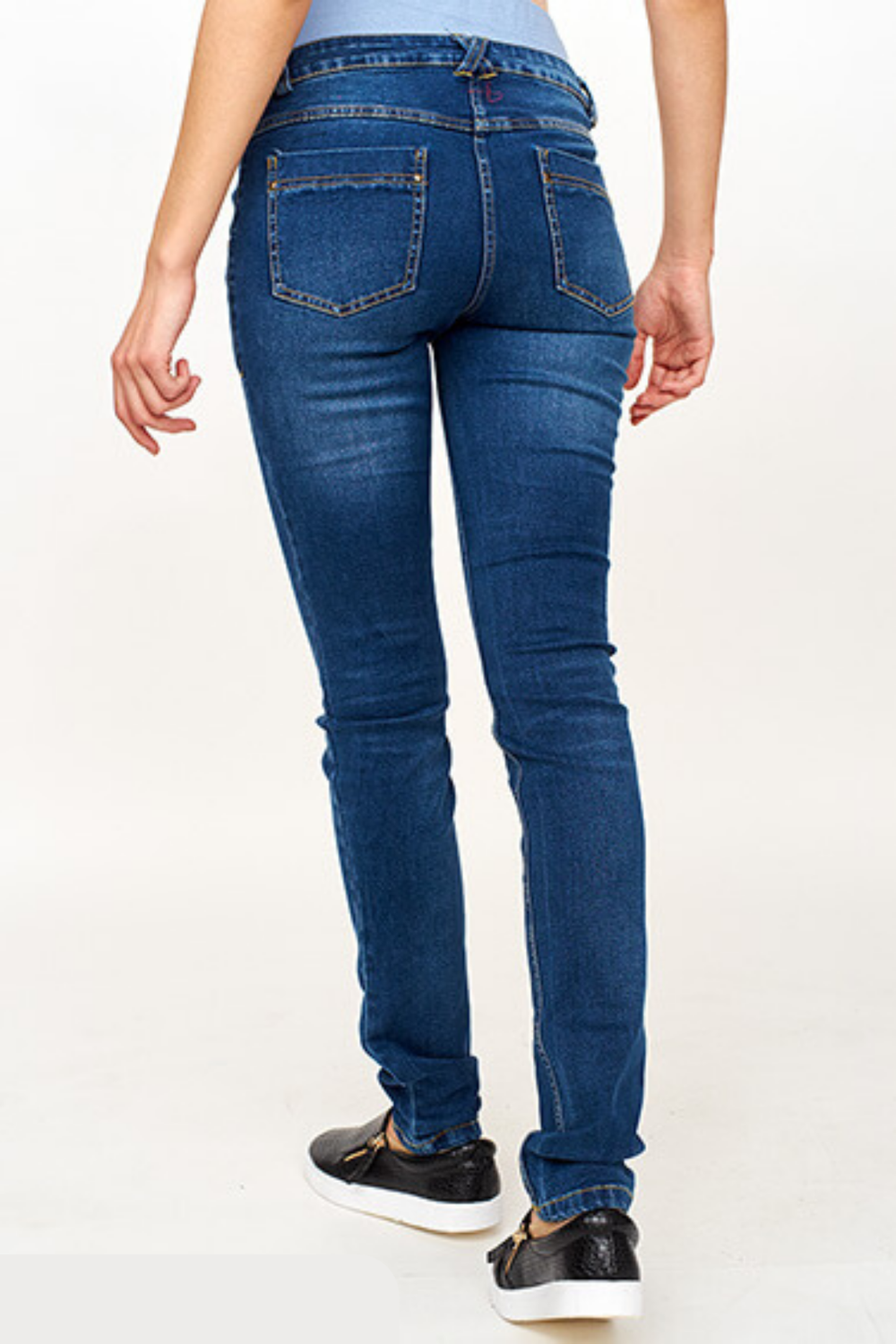 Джинсы трансформеры для беременных и кормящих цвет синий из хлопка 95%, размеры 40,50,52