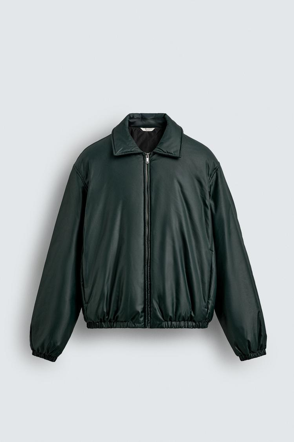 ZARA СТЕГАНАЯ КУРТКА ИЗ ВЫСОКОТЕХНОЛОГИЧНОЙ ТКАНИ, ТЕМНО-ЗЕЛЕНЫЙ