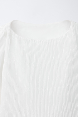 ZARA ПЛИССИРОВАННЫЙ ТОП С КРУЖЕВОМ, БЕЛЫЙ