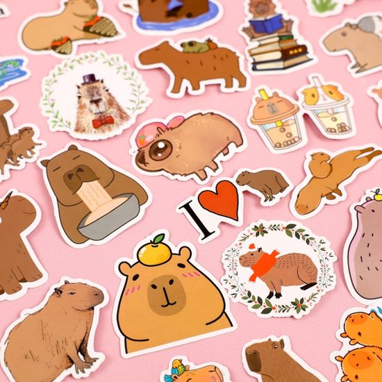 Наклейки для стикер бомбинга Капибара (50 шт.)