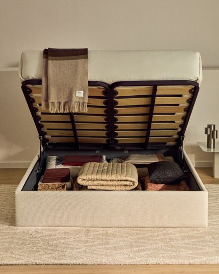 Основание кровати Nelzi из шенилла цвета экрю для матраса 180 x 200 см