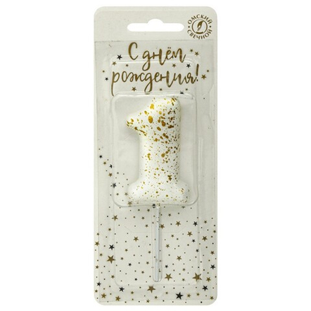 Свеча для торта "Белые брызги" №1 (5,3 см)