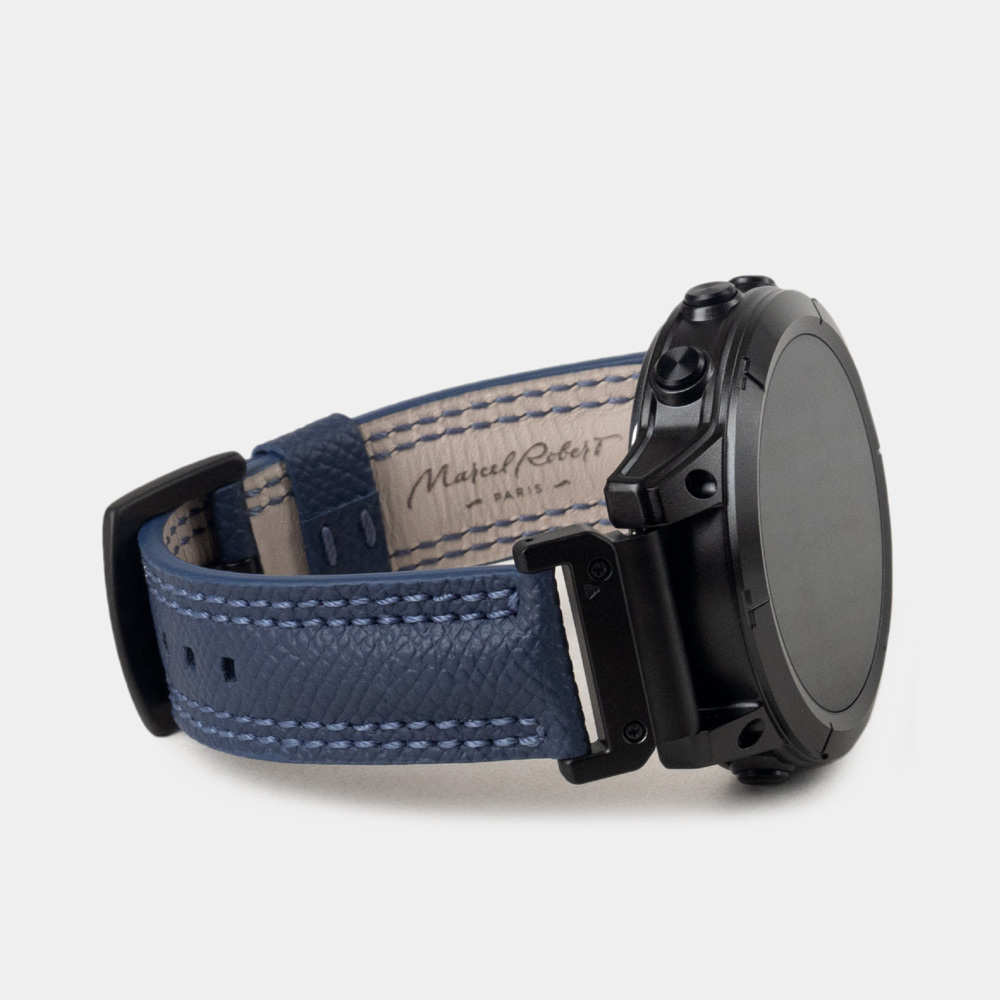 Ремешок для часов Garmin 51 mm с креплением из кожи теленка, синего цвета