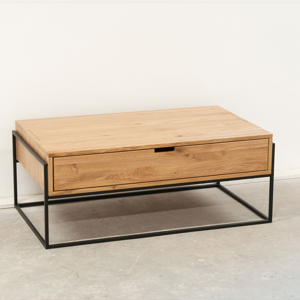 Журнальный столик, 110х65х45, G+K, прикроватный, с ящиком, из массива дуба, MAKOSA