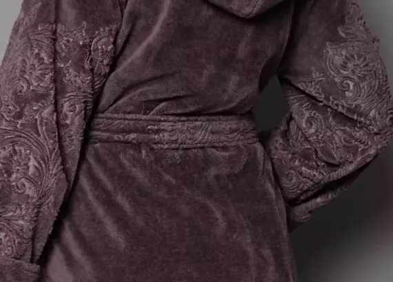 Халат женский махровый с капюшоном Artemida 8655 фиолетовый