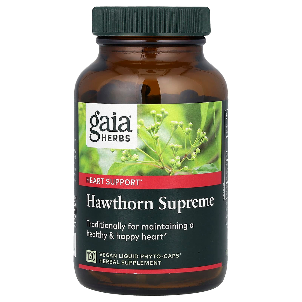 Gaia Herbs, боярышник, 120 веганских капсул с фитокапсулами (500 мг в 1 капсуле)
