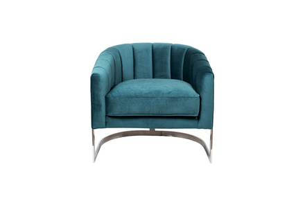 Кресло на металлическом каркасе сине-зеленое