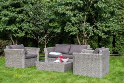 "Капучино сингл" лаунж-зона из искусственного ротанга (гиацинт), цвет серый