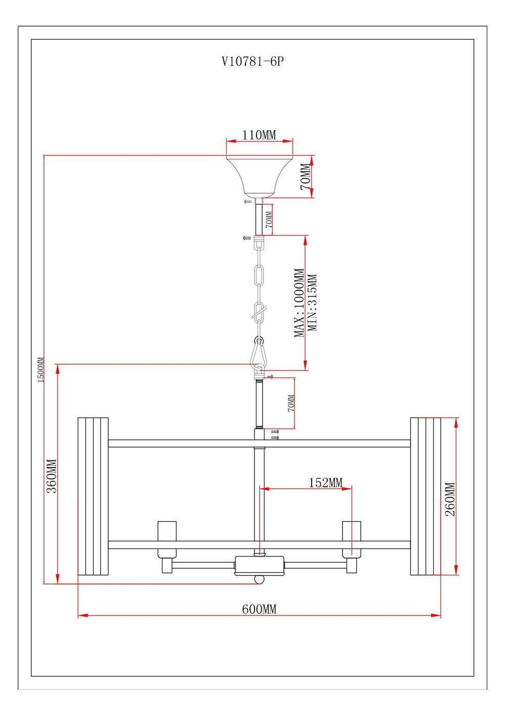 Люстра подвесная Moderli V10781-6P Monte