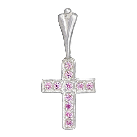 Крест с розовыми фианитами