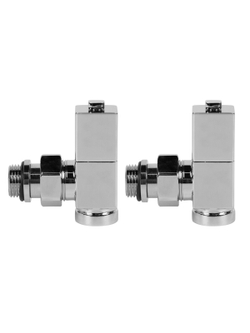 Набор дизайн-вентилей CUBE, угловой (хром) 1/2"
