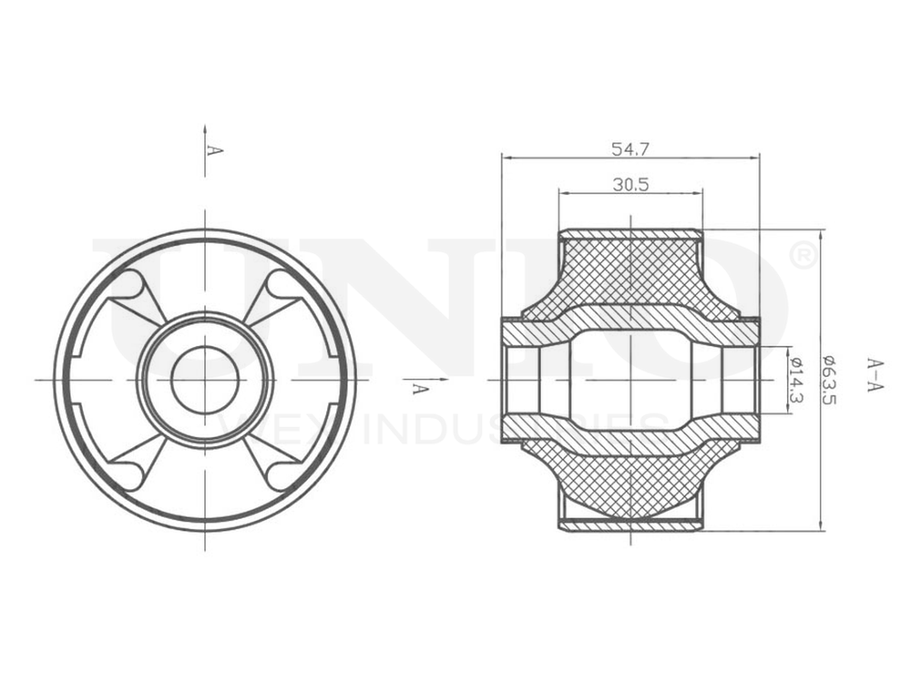 Сайлентблок задний переднего нижнего рычага UNIO RMP-20171