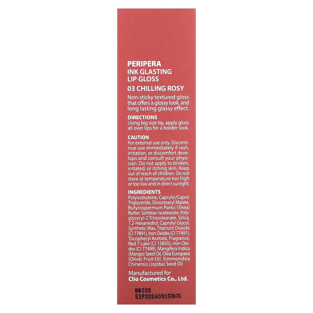 Peripera, Блеск для губ Ink Glasting, 03 Chilling Rosy, 4,5 мл (0,15 жидк. унц.)
