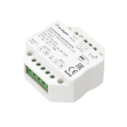 Контроллер-выключатель SMART-S1-SWITCH (230V, 3A, 2.4G) (Arlight, IP20 Пластик, 5 лет) 028299