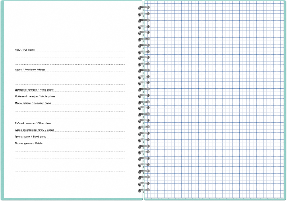 НОВИНКА! Тетрадь А4 96 л. Pastel Collection Blue/Mint, с обложкой из двухстроннего двухцветного пластика, на металлическом гребне