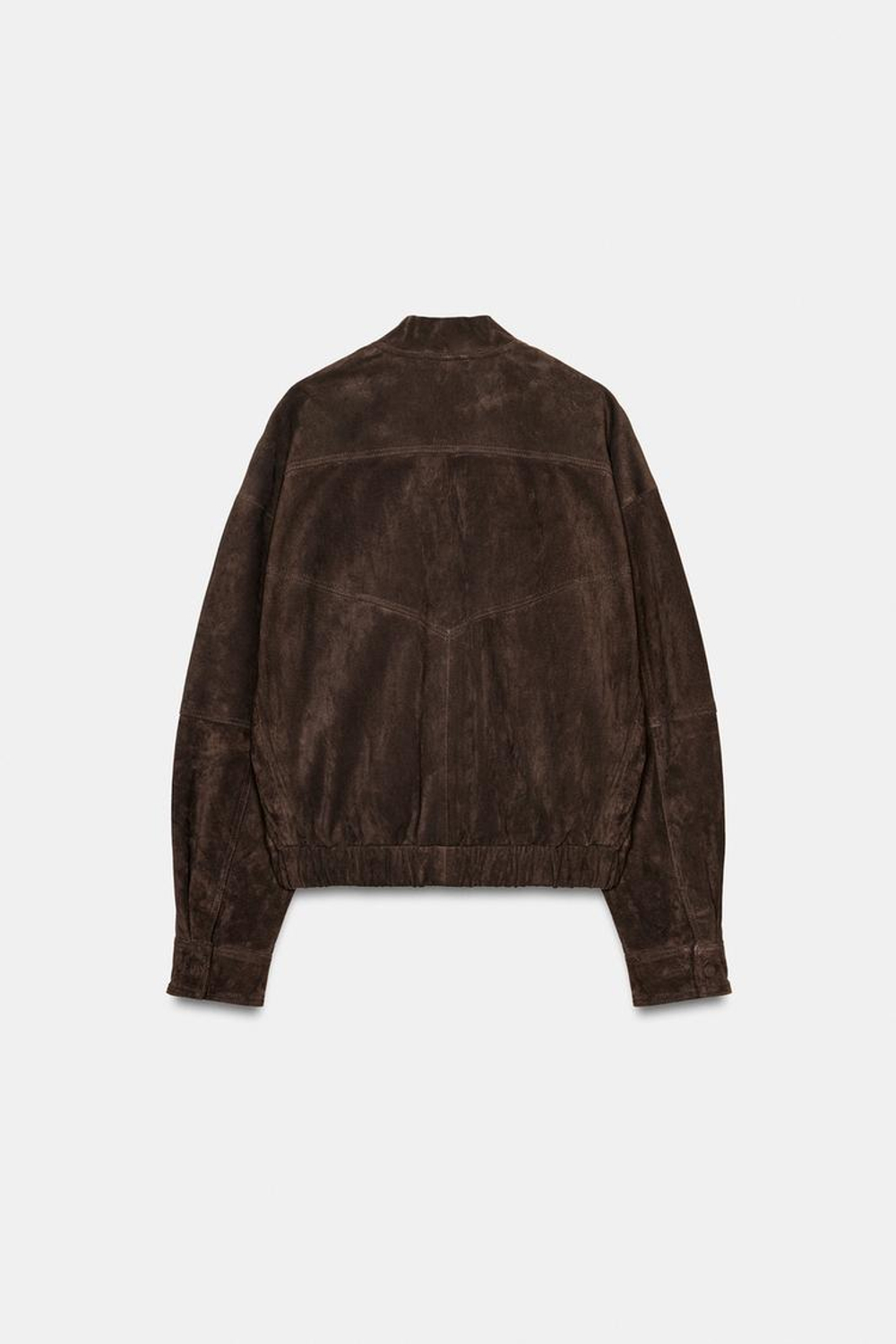 ZARA БОМБЕР ИЗ 100% ЗАМШИ, ШОКОЛАДНО-КОРИЧНЕВЫЙ