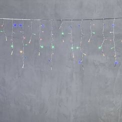 Светодиодная бахрома 3,1*0,5 м., 150 разноцветных LED ламп, мерцание, прозрачный провод ПВХ, LTC (PIL150BLW-10-2M)